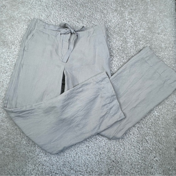 Talbots Signature 100% Linen Pants. Tie Waist. Gray. Size 6 - Picture 12 of 12